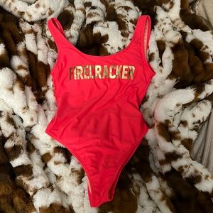 Pink one piece bathing suit